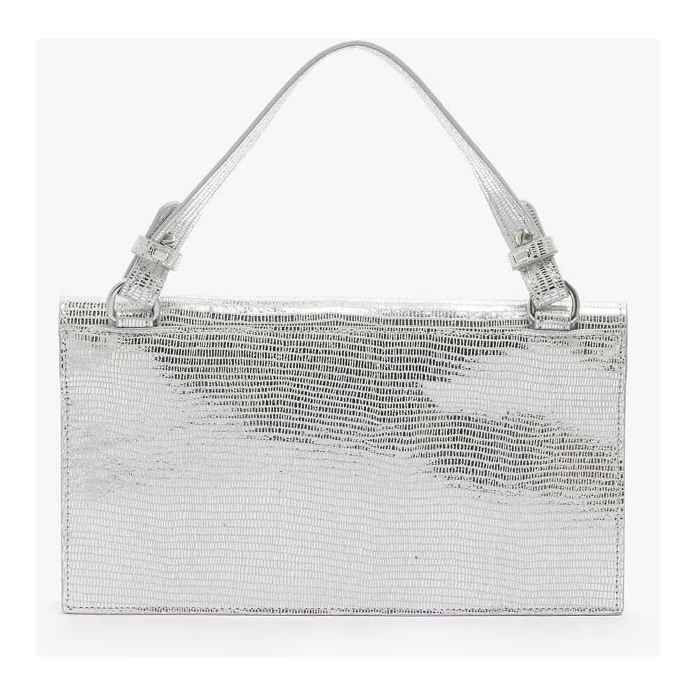 Marc Ellis Gelamineerde leren clutch met handvat en schouderband Gray Dames