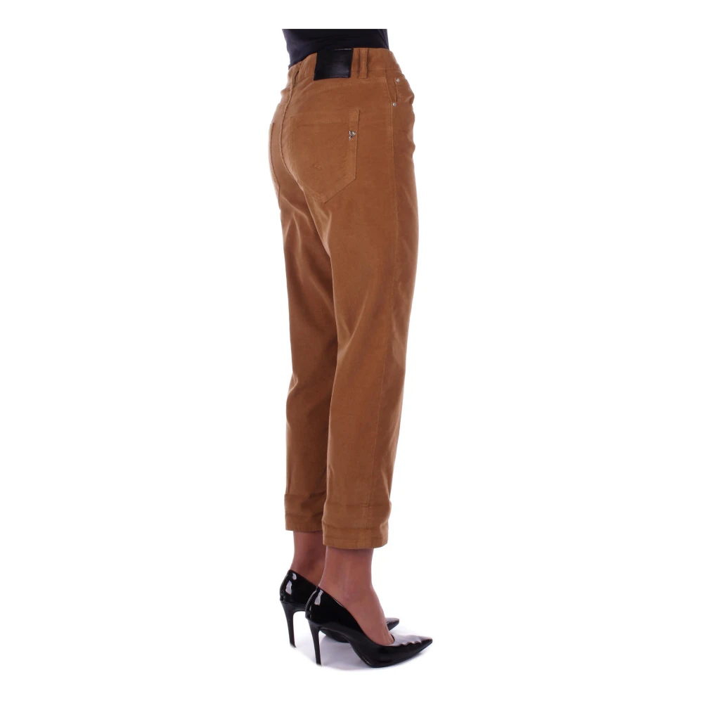 Dondup Bruine Slim Fit Broek met Zijlogo Brown Dames