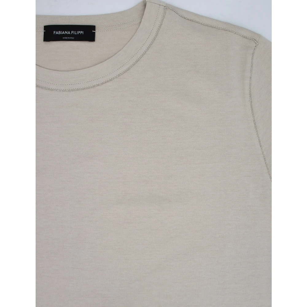 Fabiana Filippi Diamantdraad Jersey T-shirt Gray Dames