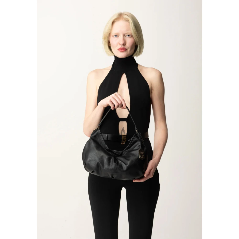 Twinset Stijlvolle Schoudertas met Logohanger Black Dames