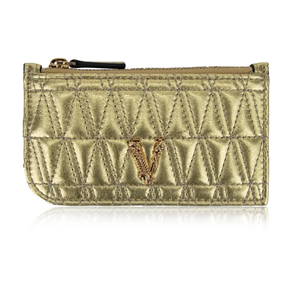 Versace Gouden Gelamineerde Ritsportemonnee Yellow Dames