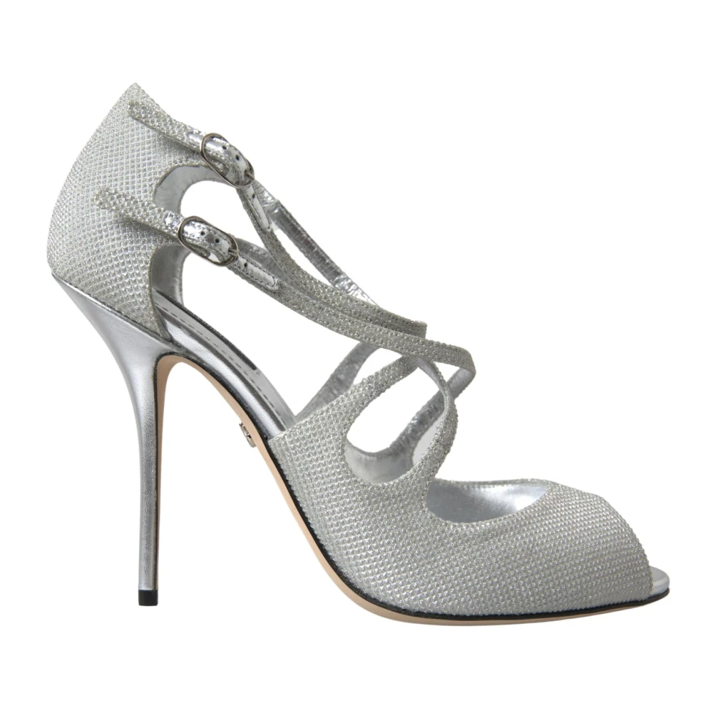 Dolce & Gabbana Women's Gray High Heel Sandals, 3 1/2 Uk, Silver Shimmers High-Heeled Sandals