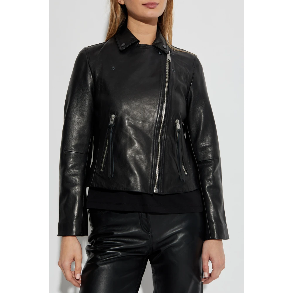 AllSaints Leren jas Dalby Black Dames