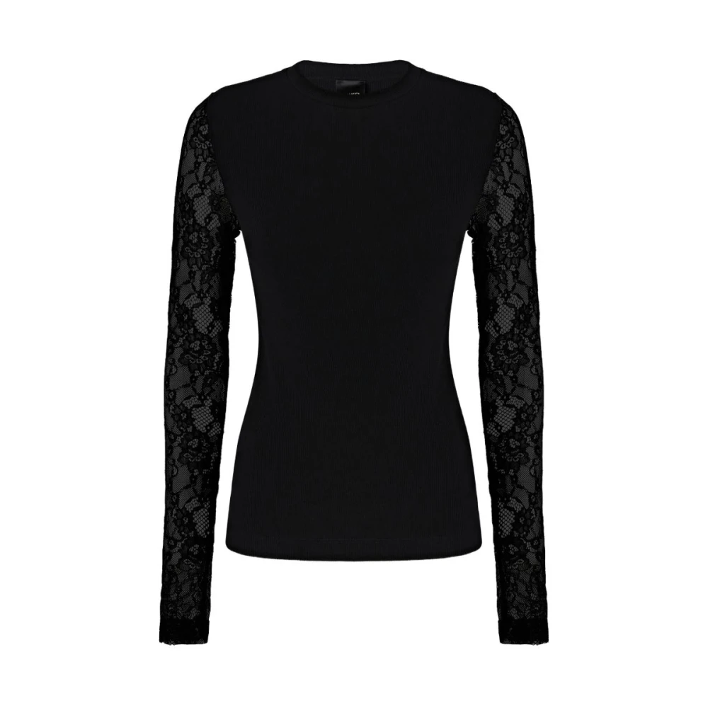 Pinko Vrouw Zwart Tops Dames, S, Nylon, Long Sleeve Top