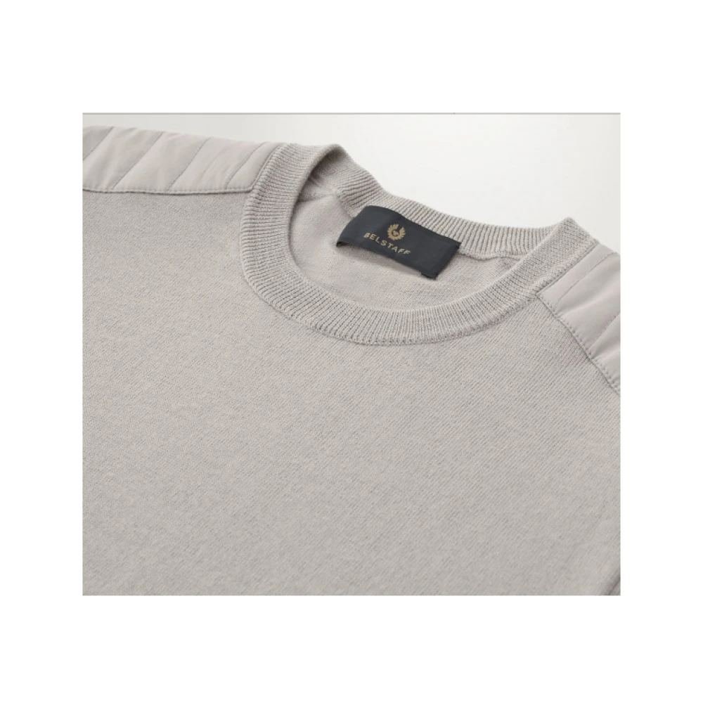 Belstaff Merino Crewneck Jumper met Schouderdetails Gray Heren