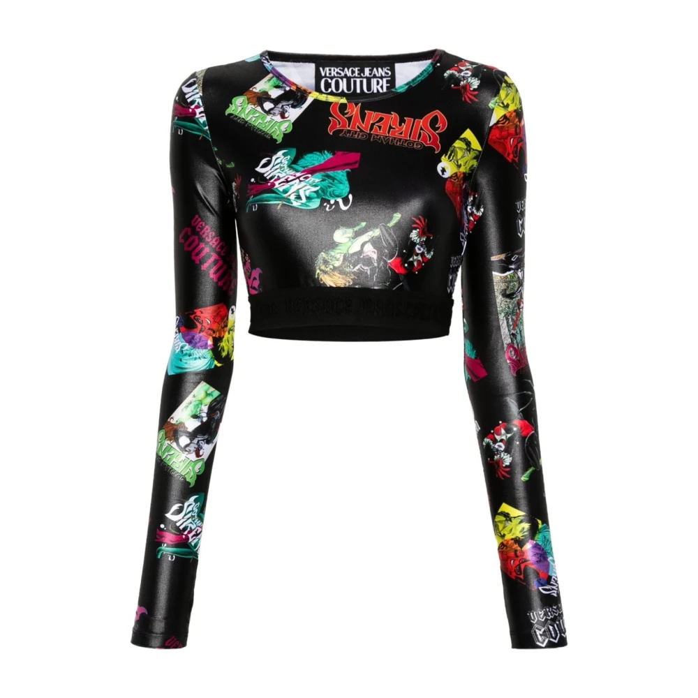 Versace Jeans Couture Zwarte T-shirts & Polos voor vrouwen Multicolor Dames