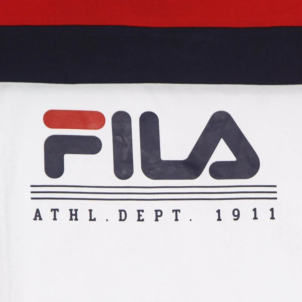 Fila Cropped Tee Bright White Rood Blauw Multicolor Dames