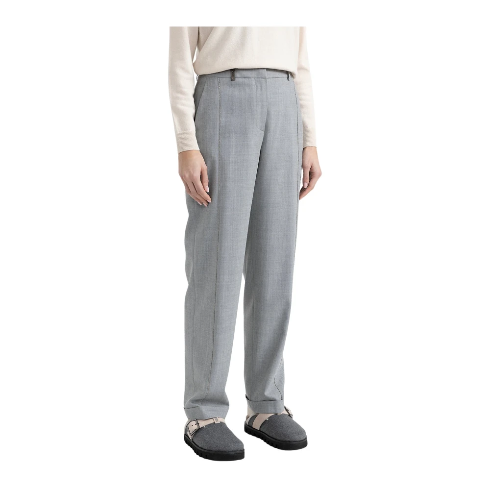 PESERICO Stretch wollen klassieke broek Gray Dames
