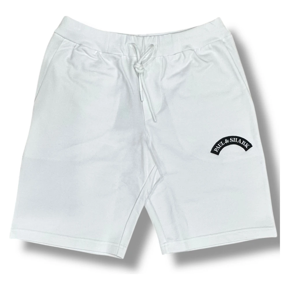Paul & Shark Mannelijk Wit Korte Broeken Heren, S, Katoen, Te Katoenen Regular Fit Shorts