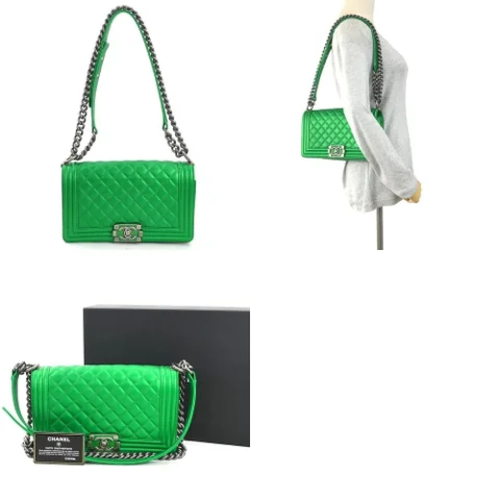 Chanel Vintage Pre-owned Leather shoulder-bags Green Dames