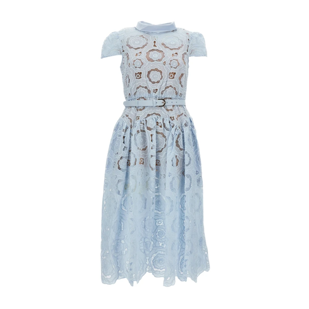 Self Portrait Women's Blue Guipure Lace Midi Dress