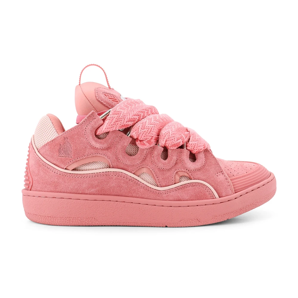Lanvin Suede en Mesh Low-Top Sneakers Dames Schoenen Roze