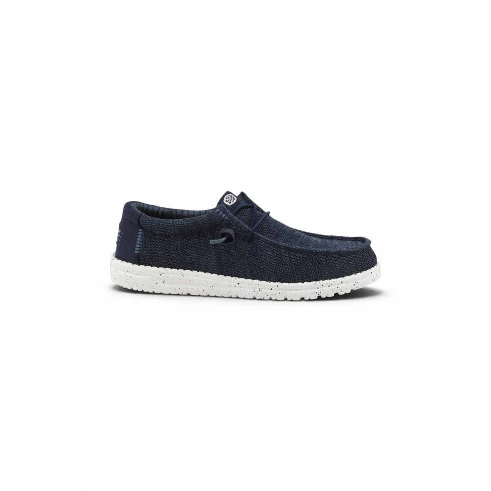 Hey Dude Blue Laced Shoes, Male, 9 Uk, Wally Stretch Sox
