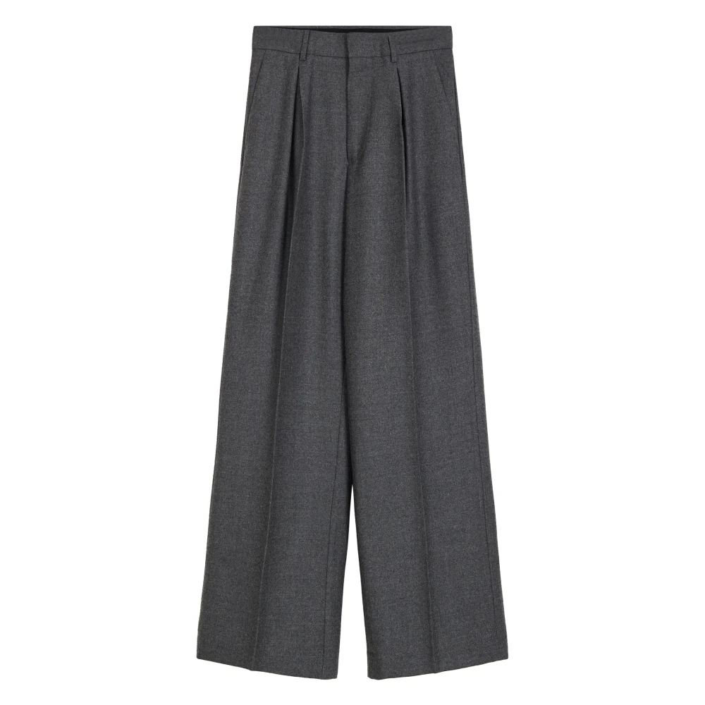 Mm6 Maison Margiela Women's Gray Tailored Wool Trousers - Wide Trousers - S - Trousers