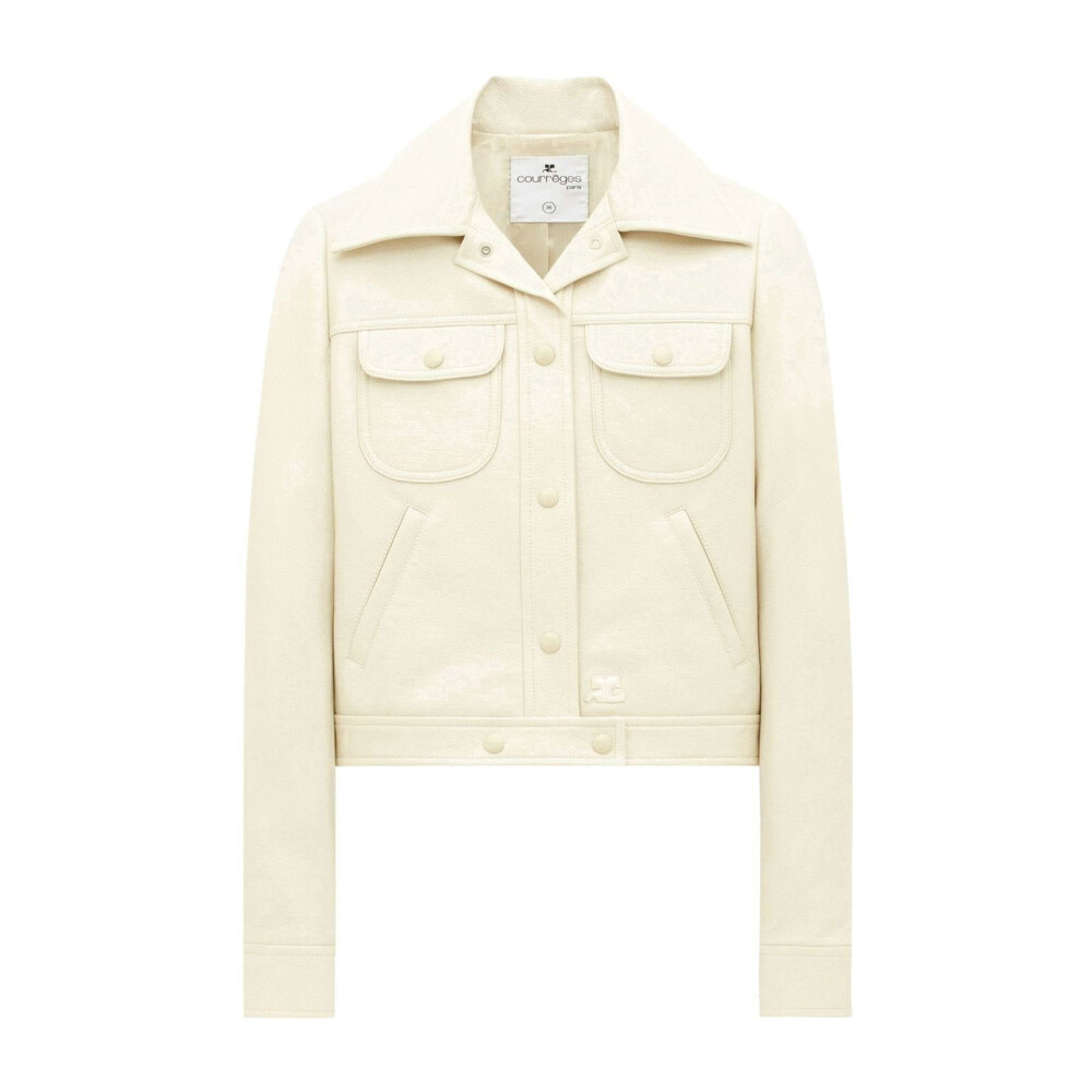 White Cotton PU Trucker Jacket Courreges Light Jackets Miinto