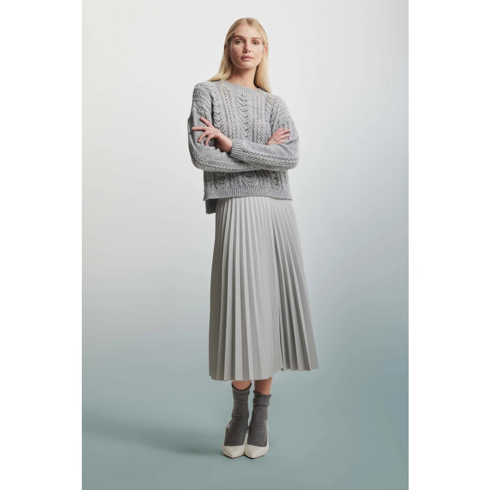 Kocca Gebreide Trui met Open Details Gray Dames