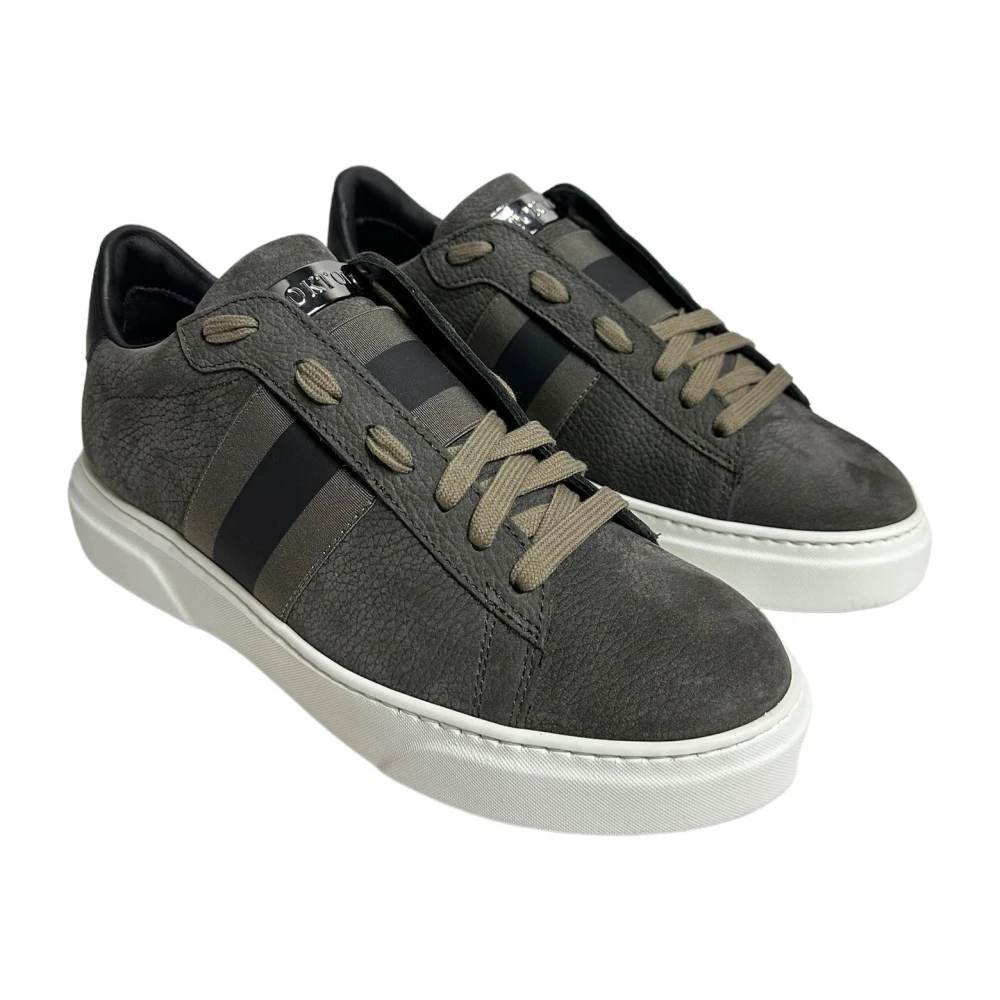 Stokton Grijze Nabuk Sneakers met Elastiek Gray Heren