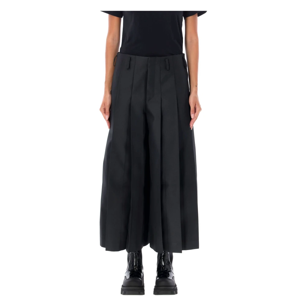 Comme des Garçons Zwarte Geplooide Wijde Broek Black Dames