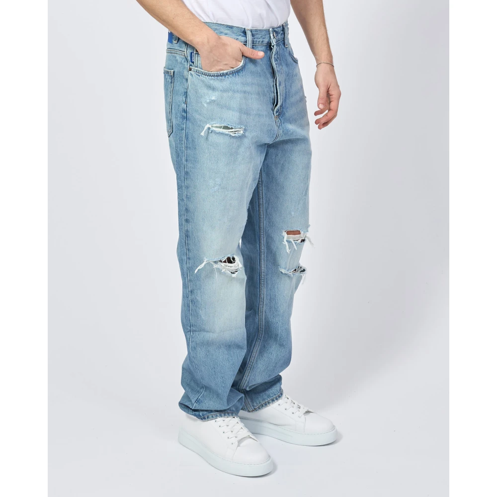 Hugo Boss Blauwe Baggy Nate Denim Jeans Blue Heren