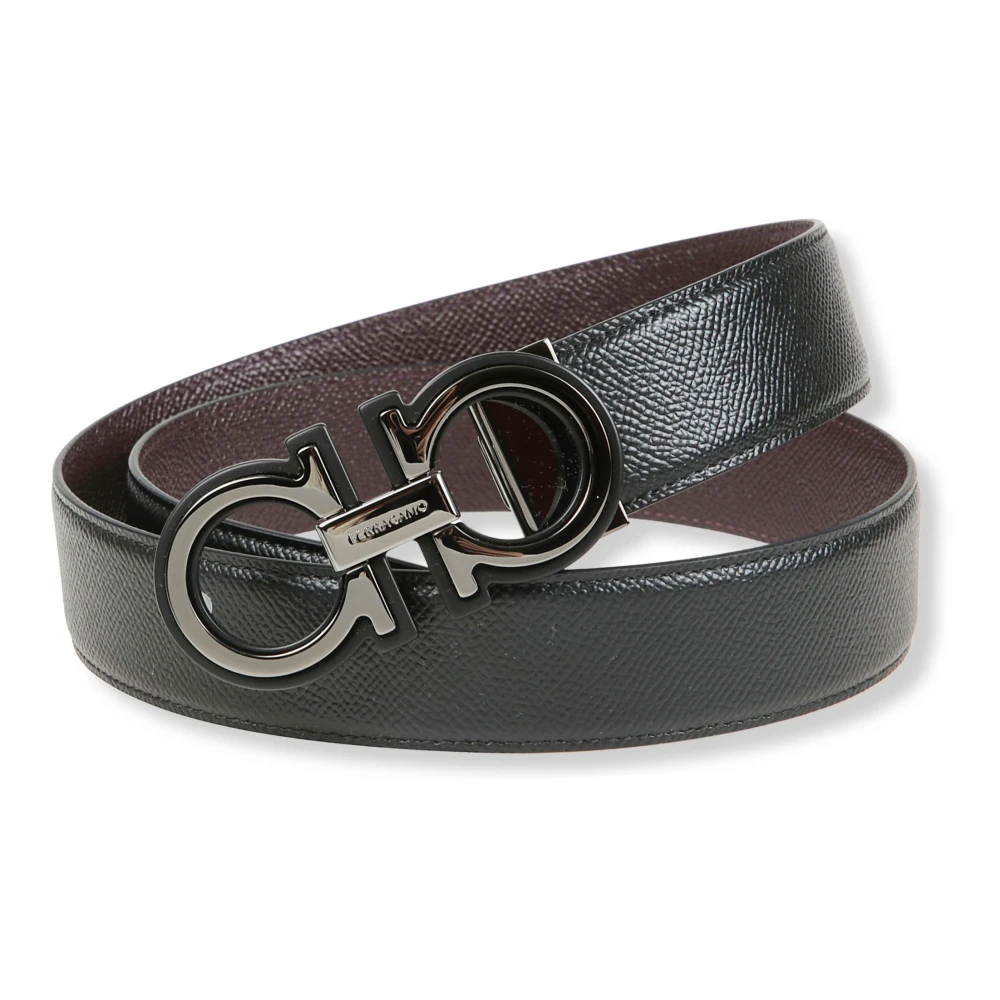 Ferragamo Men's Black Reversible Gancini Belt - Belts - 115 Cm - Accessories