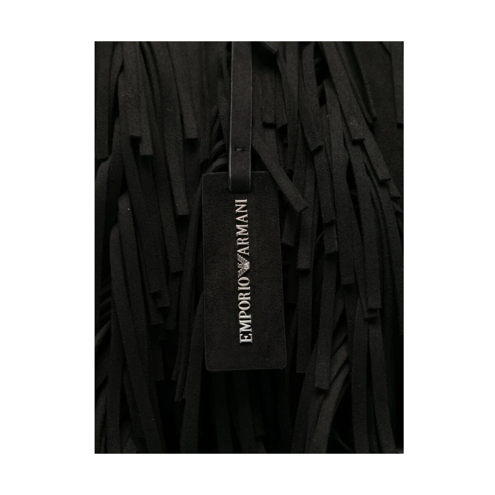 Emporio Armani Zwarte Franje Detail Schoudertas Black Dames
