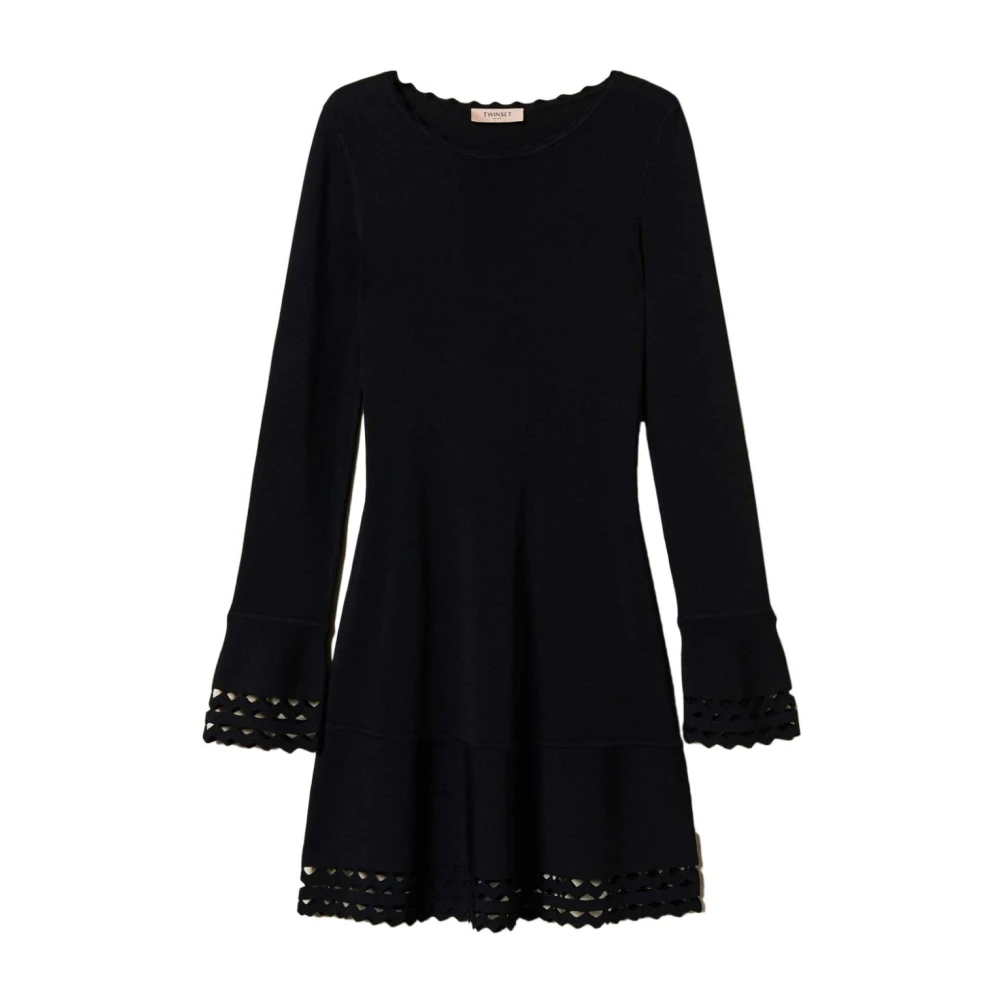 Twinset Zwarte Jurk met Ronde Hals Black Dames