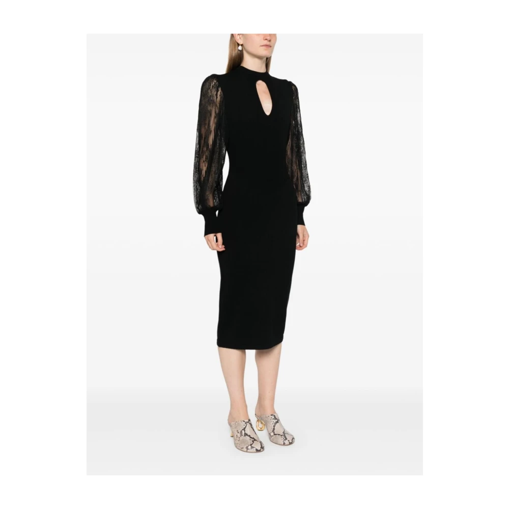 Twinset Zwart Kant Panel Jurk Black Dames