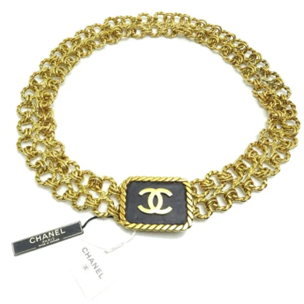 Chanel Vintage Tweedehands Goud Zwart Chanel Riem Black Dames