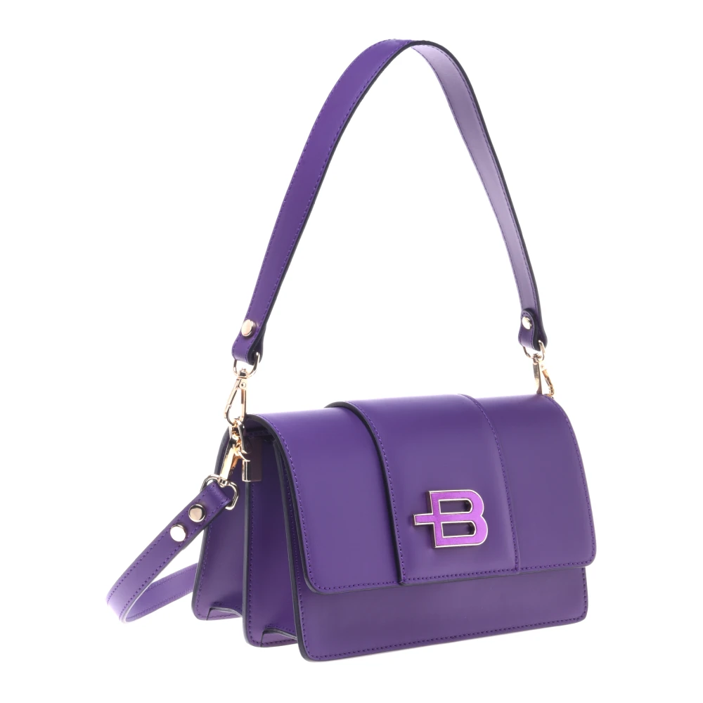 Baldinini Paarse leren schoudertas Purple Dames