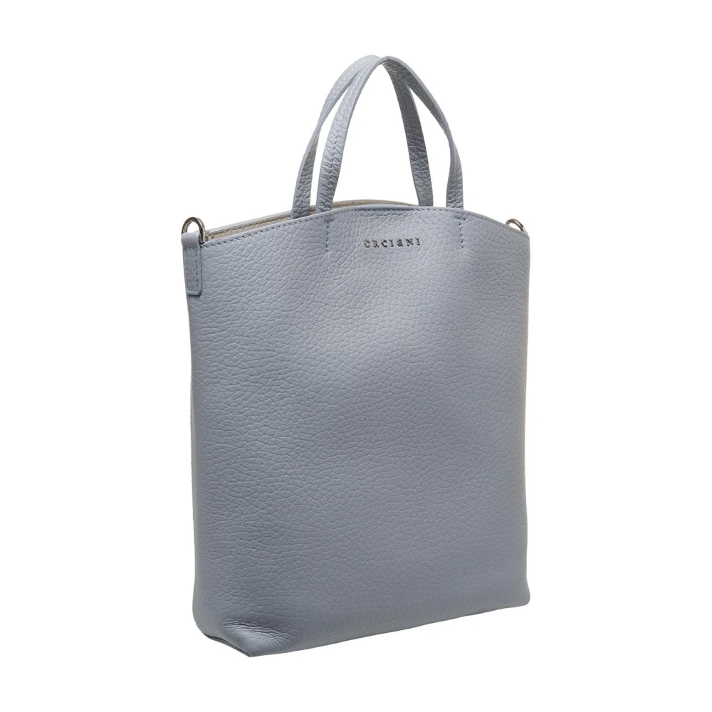Orciani Blauwe Leren Shopper Tas Blue Dames