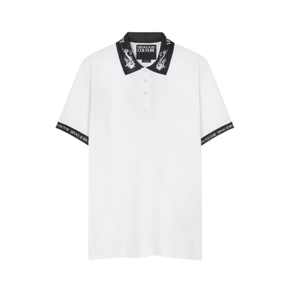Versace Jeans Couture Men's White Watercolor Polo In - Polo Shirts - S - Tops