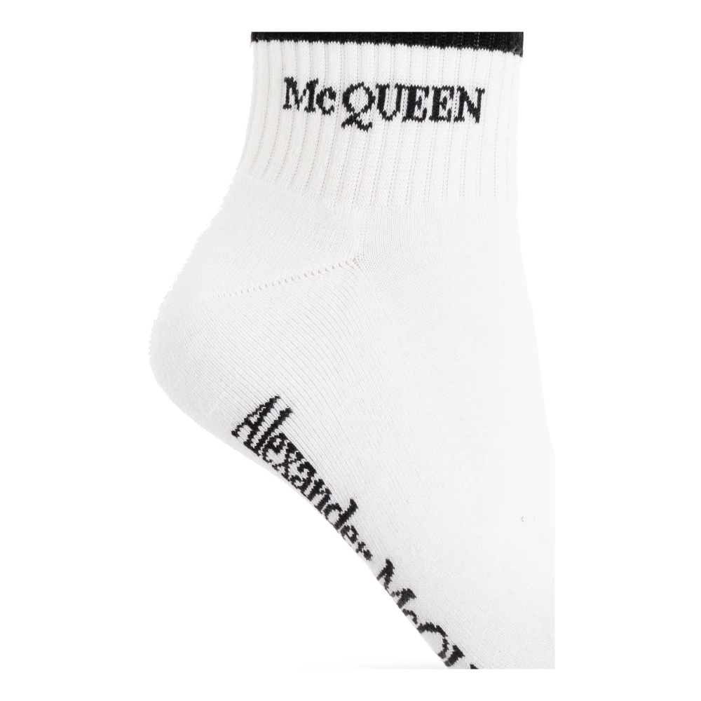 alexander mcqueen Katoenen sokken met logo White Dames
