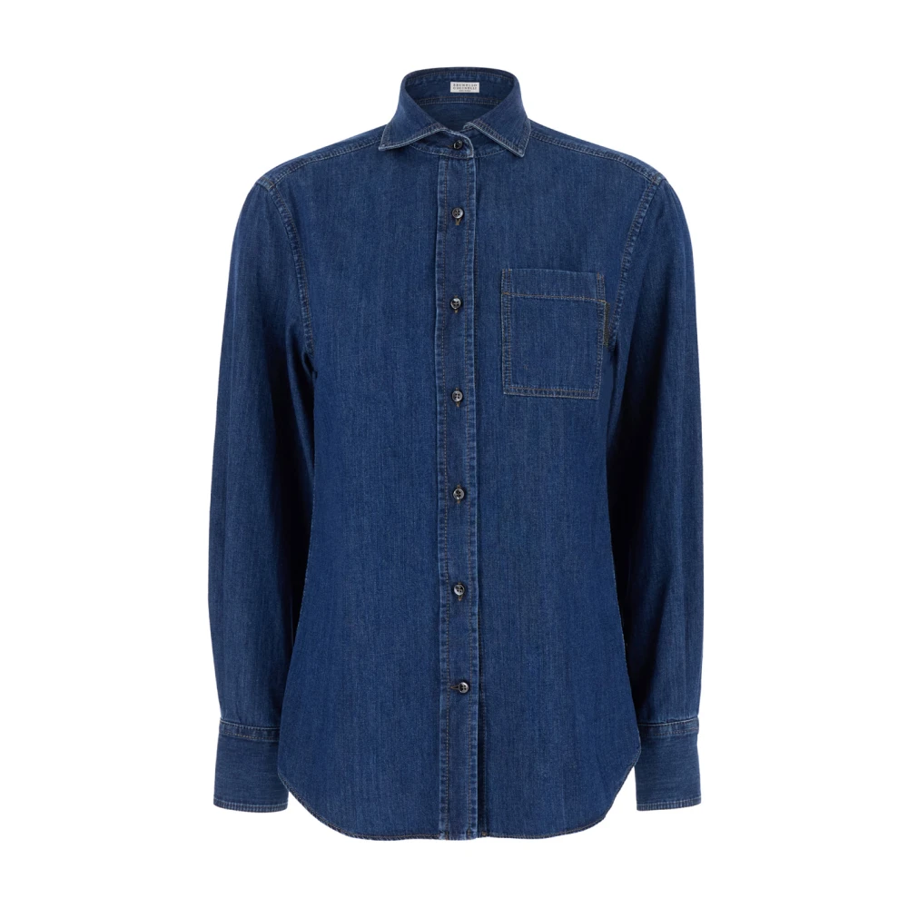 BRUNELLO CUCINELLI Denim Shirt voor Mannen Blue Dames