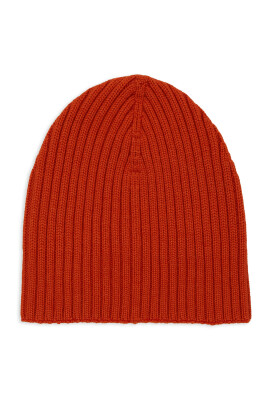 unisex-ensfarvet-orange-ribstrikket-hue-i-uld-silke-og-kasjmir