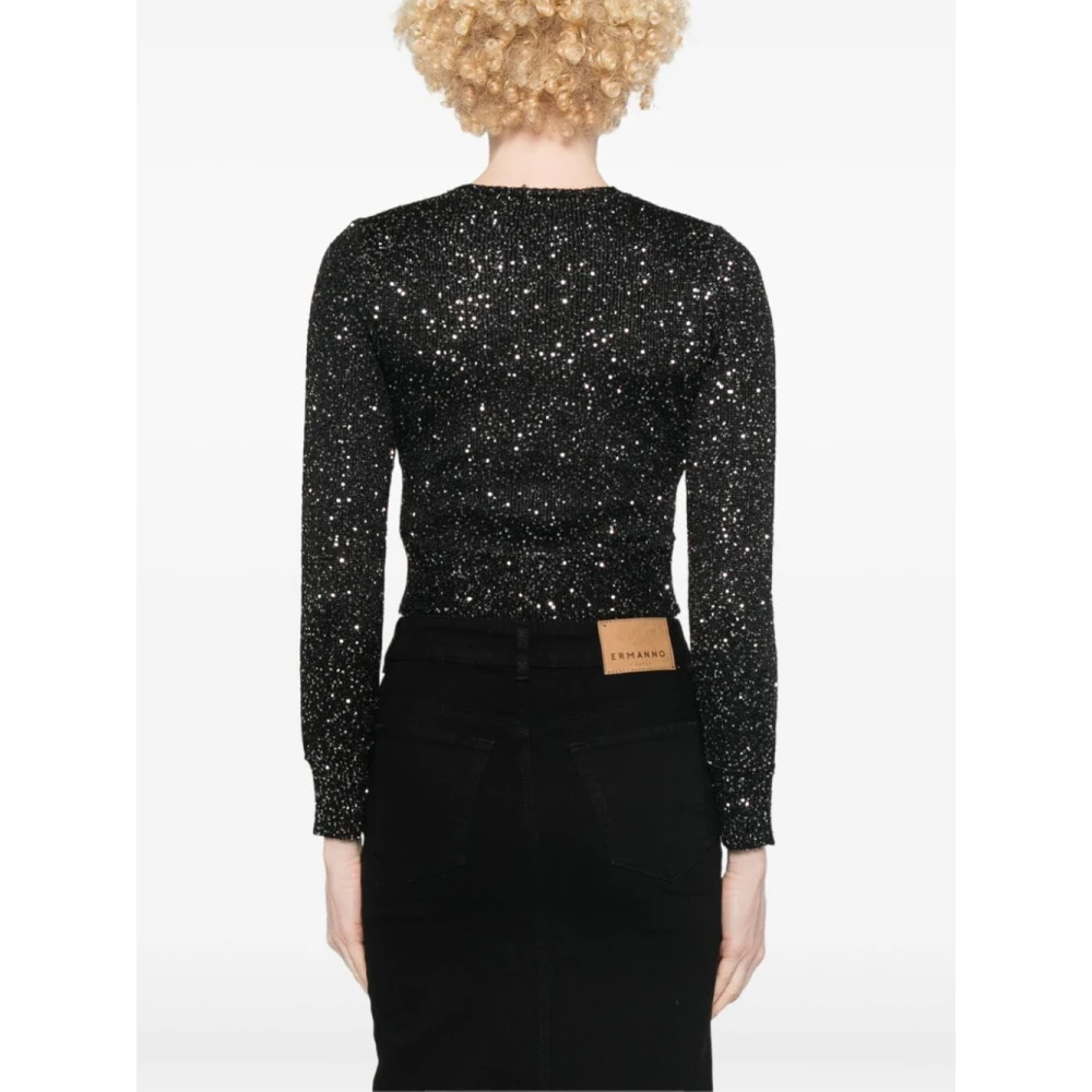 Ermanno Scervino Paillet Vest Zwart Zilver Black Dames