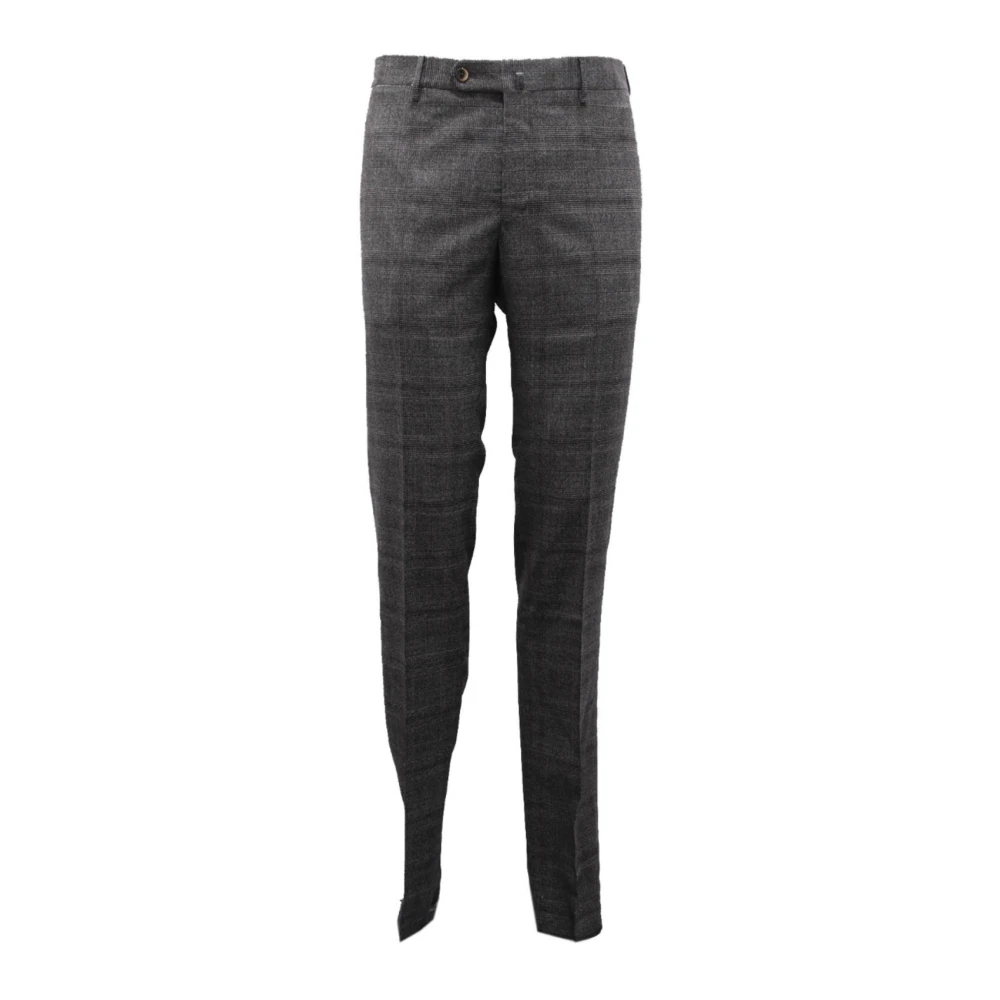Pt01 Men's Gray Checked Wool Trousers Super Slim Fit - Slim-Fit Trousers - 3XL - Trousers
