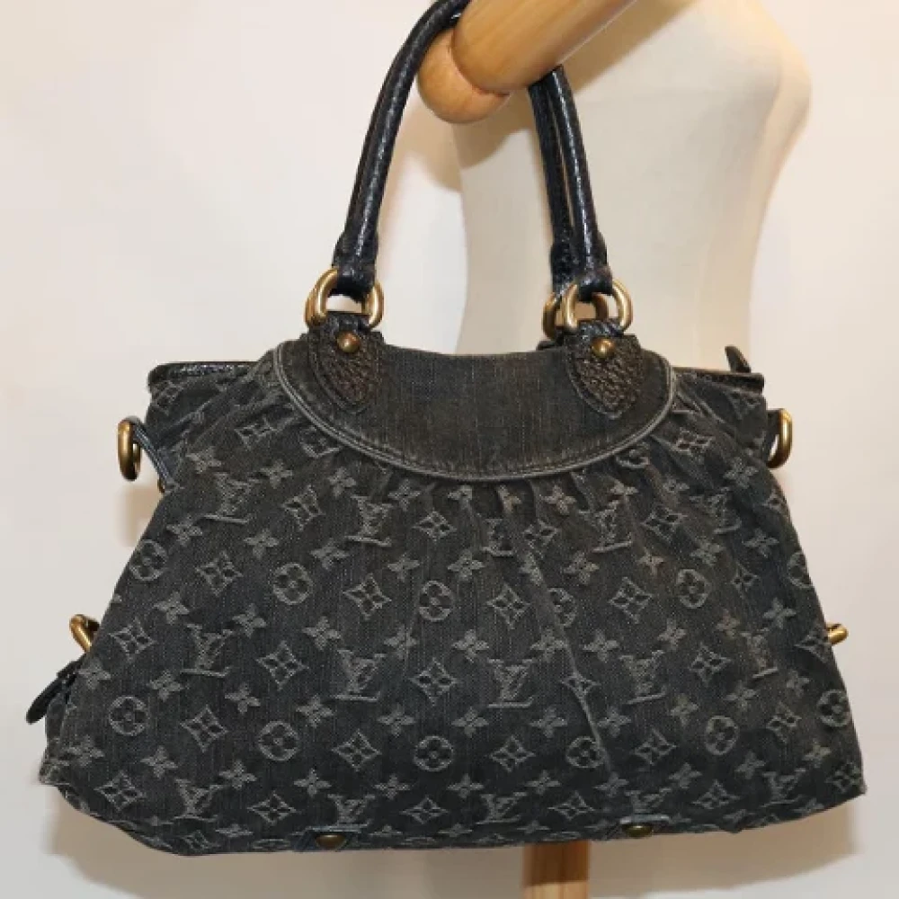 Louis Vuitton Vintage Pre-owned Denim handbags Black Dames