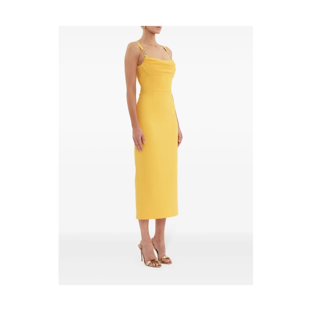 Rebecca Vallance Gele Cowl Neck Mouwloze Jurk Yellow Dames
