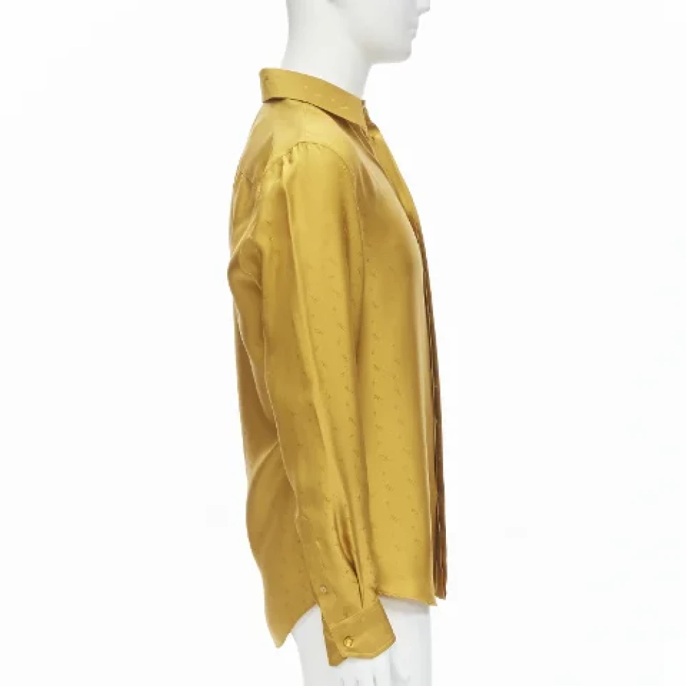 Fendi Vintage Tweedehands Gouden Zijden Fendi Shirt Yellow Dames
