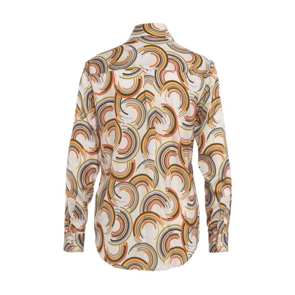 Himon's Chic White Retro Print Shirt Multicolor Dames