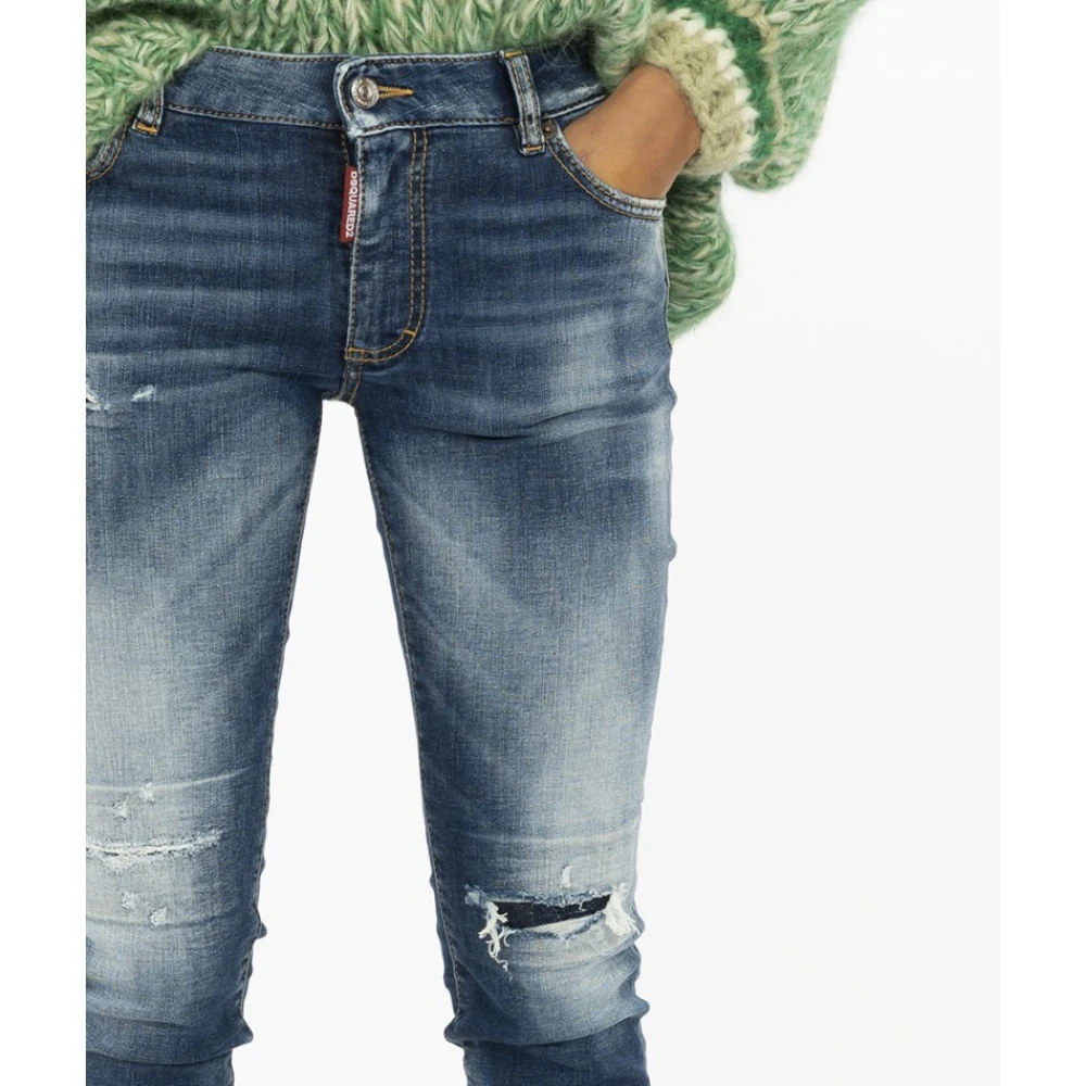 Dsquared2 Slim-Fit Cropped Denim Jeans Blue Dames