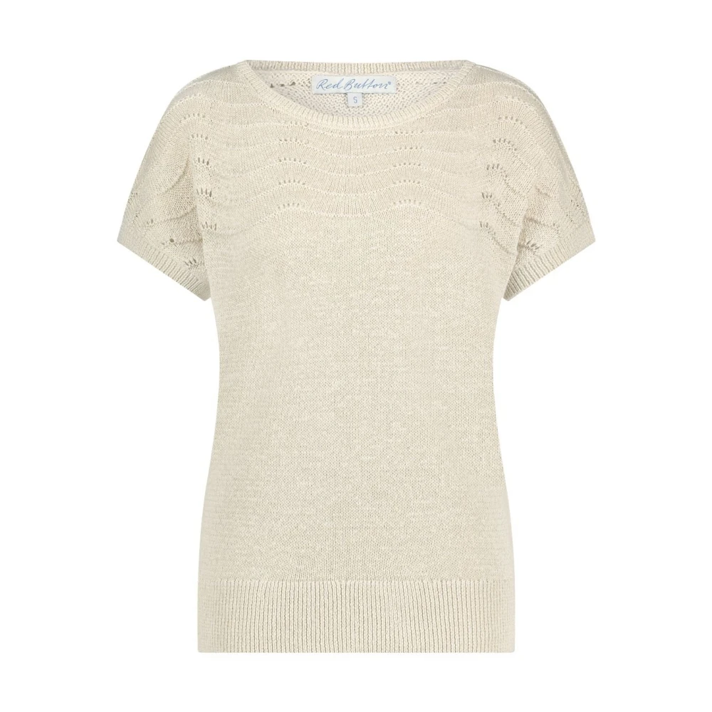 Red Button Parel Jerry Gebreide Top Korte Mouw Beige Dames