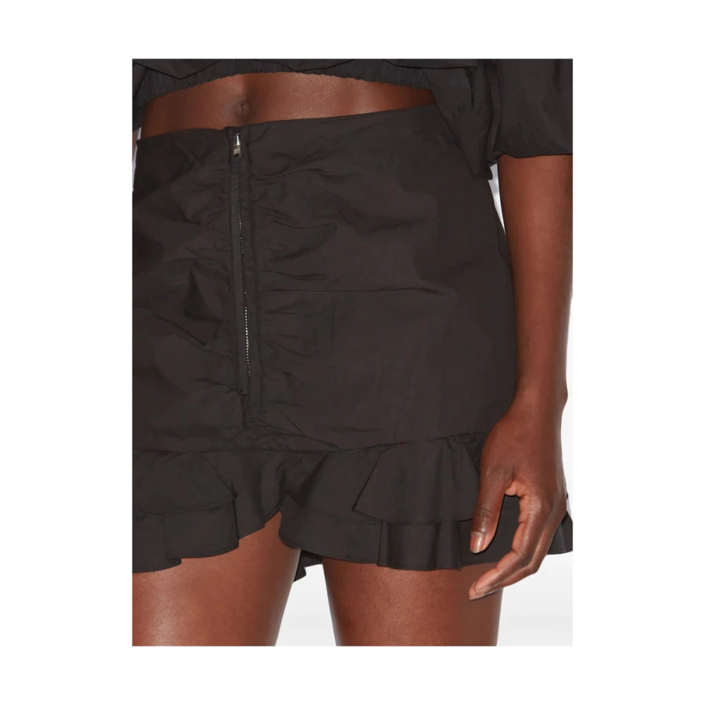 Isabel Marant Étoile Zwarte Katoenen Geplooide A-lijn Rok Black Dames