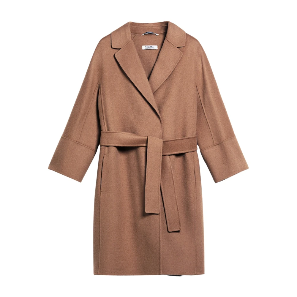Max Mara Dubbele wollen jas met kimonomouwen Beige Dames