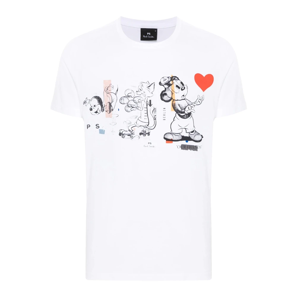 PS By Paul Smith Cartoon Slim Fit T-shirt White Heren