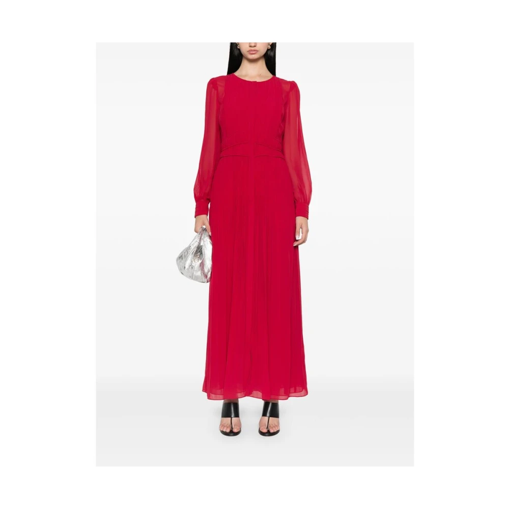 Diane Von Furstenberg Rode Roze Georgette Jurk met Ruches Red Dames