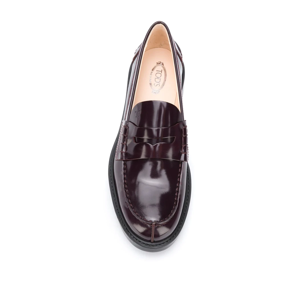 TOD'S Rode Leren Penny Loafers Red Dames