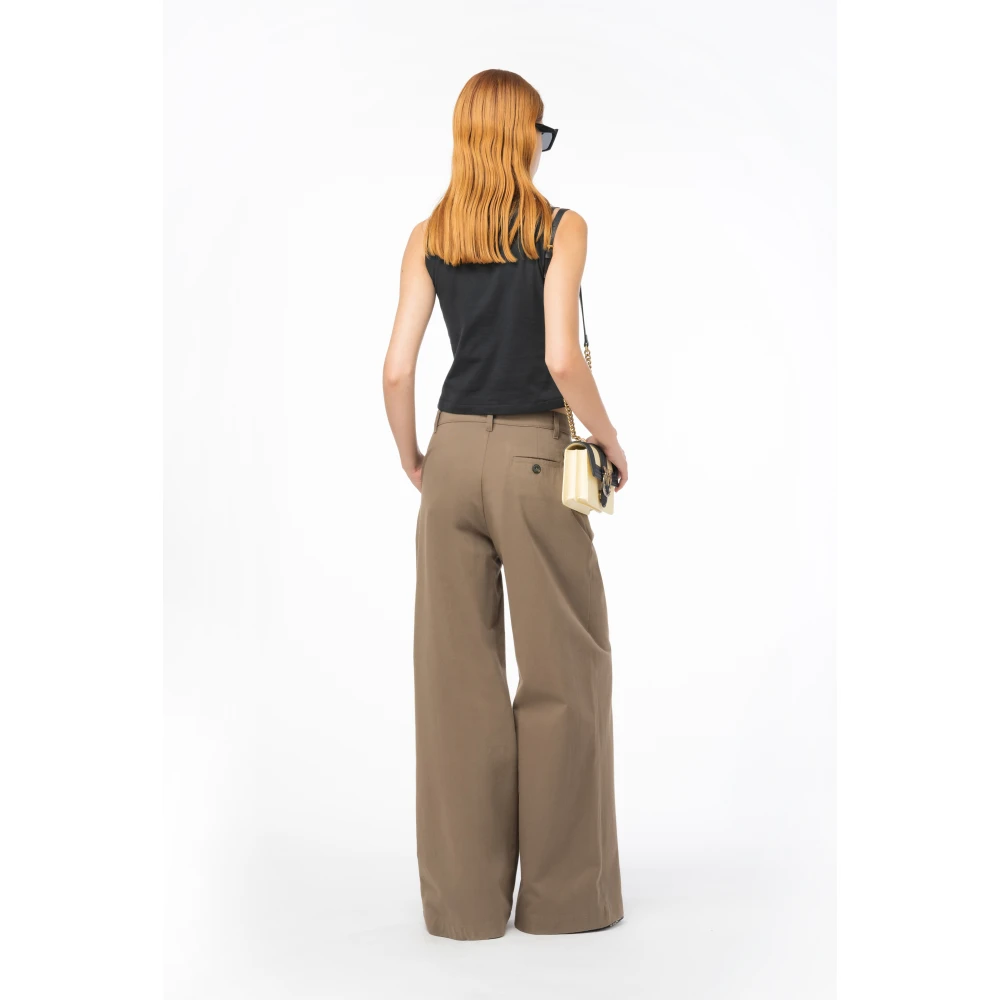 pinko Wide Trousers Brown Dames