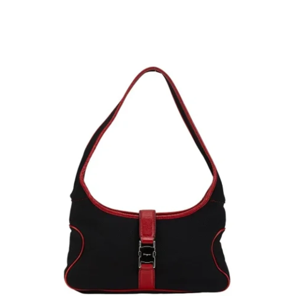 Salvatore Ferragamo Pre-owned Canvas shoulder-bags Black Dames