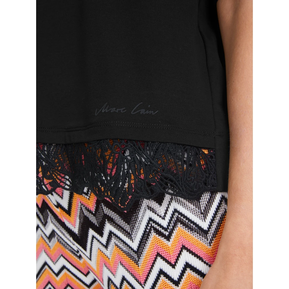 Marc Cain T-shirt met kanten rand Black Dames